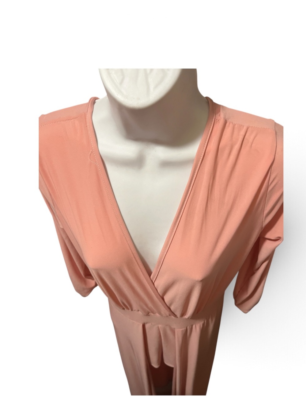 Jasmine Coral High-Low V-Neck Dress Size L
